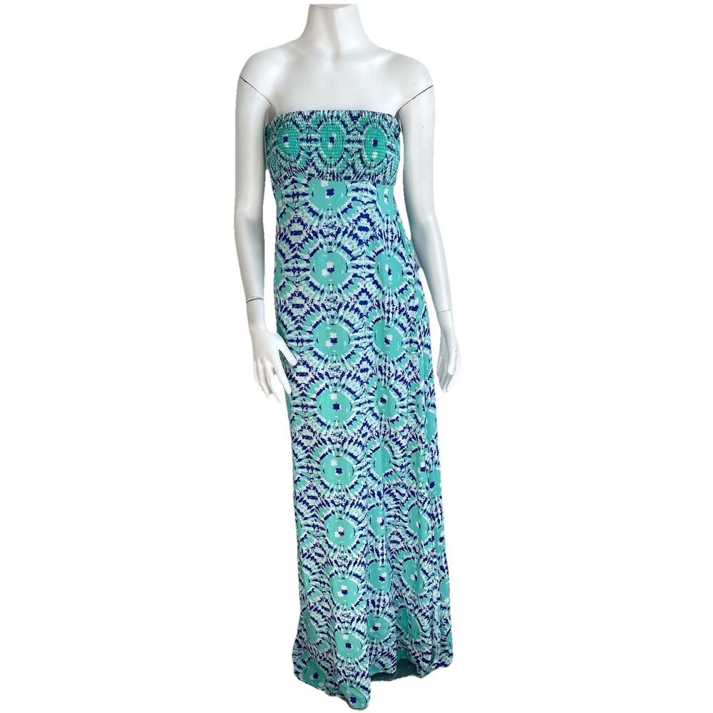 Tori Richard Honolulu Tie Back Strapless Tube Maxi Dress 6 Resort Summer Beach